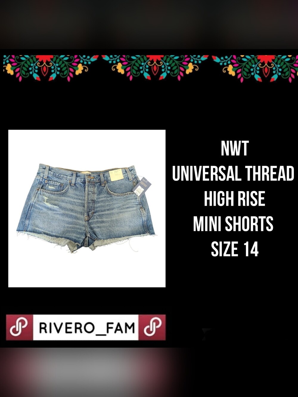 NWT | UNIVERSAL THREAD | HIGH RISE MINI SHORTS | SIZE 14